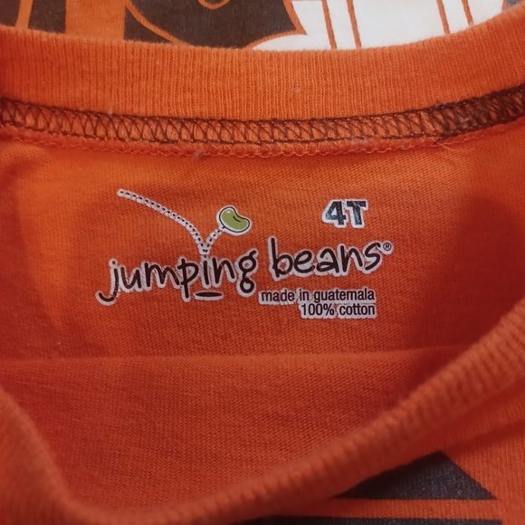 Jumping Beans Train Engine Graphic Tee Front & Back Orange Boy Sz 4T - Picture 2 of 4